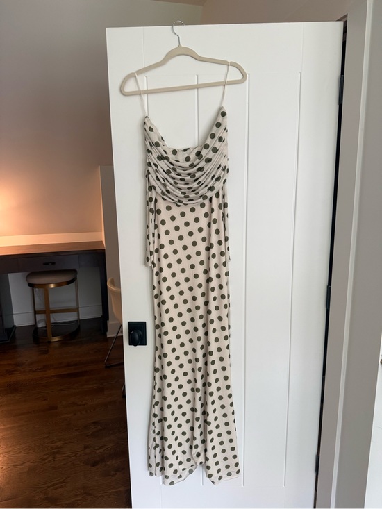 AFRM Dresses & Skirts - AFRM Cream Maxi Slip Dress with Olive Polka Dots